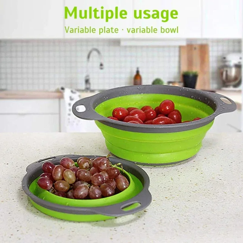 Kitchen Gadgets Organizer - 1 scolapasta pieghevole in silicone, colino